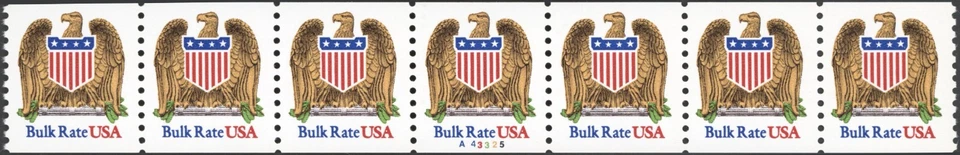1993 US Scott# 2602, USA Bulk Rate (10c) Eagle & Shield PNC7, Plate# A43325 - Image 1 of 1