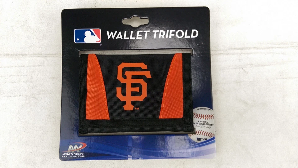 New MLB Licensed Black Nylon Tri-Fold Wallet  Clear Pocket San Francisco Giants - Image 1 of 4