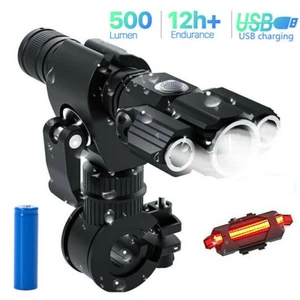 LED USB Rechargeable Bycicle Light Headlight Headlamp Bike Front Lamp 4 Modes US - Picture 1 of 12