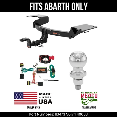 Para 12-19 Fiat 500 reboque engate 4 pinos fiação 2" bola ajuste Abarth Curt 2K 1.25" - Imagem 1 de 4