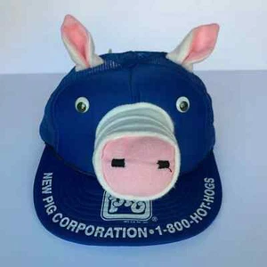 Vintage 1982 New Pig Corp Funny Plush Snapback Hat w/ Googly Eyes, Blue - Picture 1 of 6