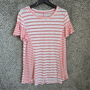 Lane Bryant Top Womens Plus 14/16 Pink Striped Scoop Neck Rayon Blend Ladies - Picture 1 of 7