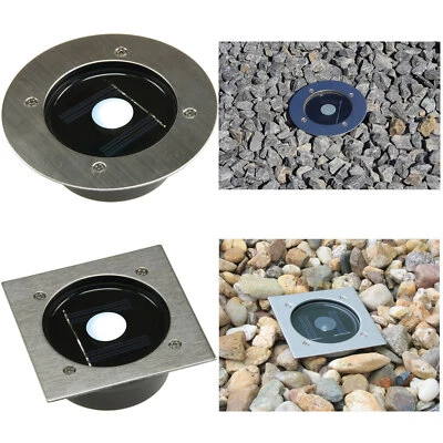 LED Edelstahl Solar Bodenstrahler rund oder eckig +Dämmerungs Sensor max. 2000kg - Bild 1 von 2