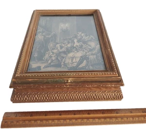 Vintage Schmuckkästchen Armond Durand Druck Holz & Glas mit Glasrahmen und Spiegel - Bild 1 von 8