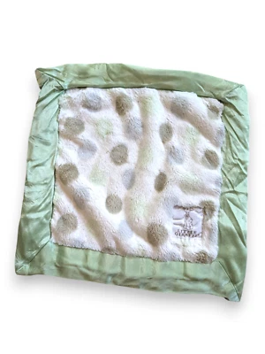 Little Giraffe Luxe Green Polka Dot Lovey Baby Security Blanket Satin Trim 14'' - Image 1 of 4