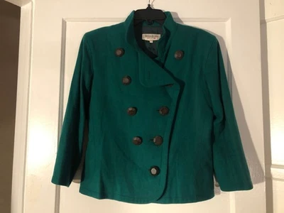 YVES SAINT LAURENT 1990S GREEN WOOL JACKET RARE ORIGINAL INSPIRATION WOW $115 - Image 1 of 4