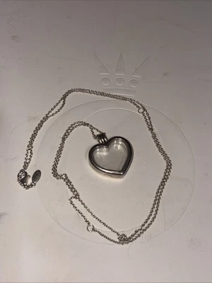 Auténtico Pandora SS Flotante Corazón Medallón Colgante Collar 24” Cadena Ajustable Foto 1 de 4