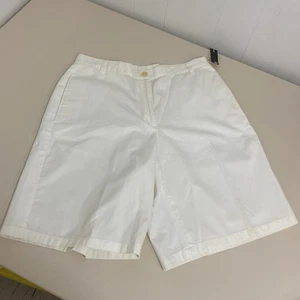 Vintage DKNY Shorts Womens 10 White Cotton Mom Bermuda High Rise Pockets NWT - Picture 1 of 15