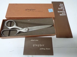 VINTAGE GINGHER PINKING SHEARS SCISSORS ORIGINAL BOX NOS  7.5" G-7P - Picture 1 of 2