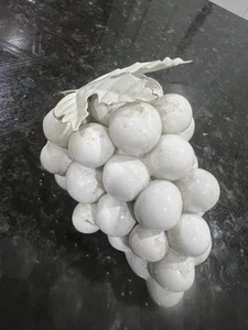 Vintage Ceramic Bunch of Grapes Sculpture Home Table Decor White - Picture 1 of 2