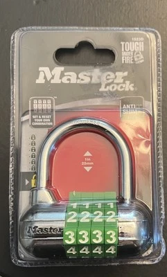 New Master Lock 1523D Padlock 4-Digit Set Your Combination Green Dials 2.5" - Image 1 of 3