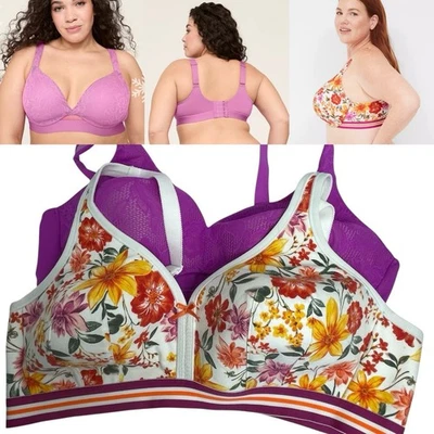 Sujetadores florales Lane Bryant Cacique Bliss de encaje y algodón Boost talla 42C Foto 1 de 4