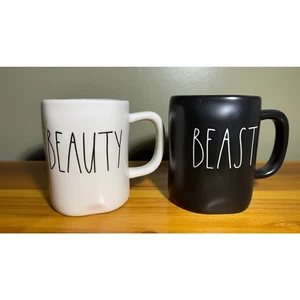 Rae Dunn Artisan Collection By Magenta Beauty & Beast Schwarz Weiß Kaffeebecher Tasse - Bild 1 von 8
