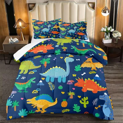 Cute Cartoon Dinosaur Bedding Set, Ultra Soft Full Size Comforter Set for Boys, - Image 1 of 4