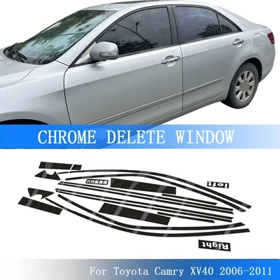 Glossy Black Chrome Delete Window Trims For Toyota Camry XV40 2006-2011 Foto 1 de 4