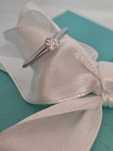 Tiffany & Co. Platinum .22 ct Round Brilliant Diamond Engagement Ring Sz 5 NEW - Picture 1 of 9