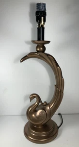 Vintage Sculptural Resin Gold Swan Table Lamp 19.5 in. - Picture 1 of 8