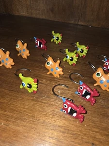 Jumping Beans Monster Shower Hooks Set Of 12 Childs Bathroom Decoration - Picture 1 of 4