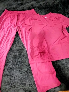 scrub sets women Flare Pant (Wine Red)  Size L - Picture 1 of 8