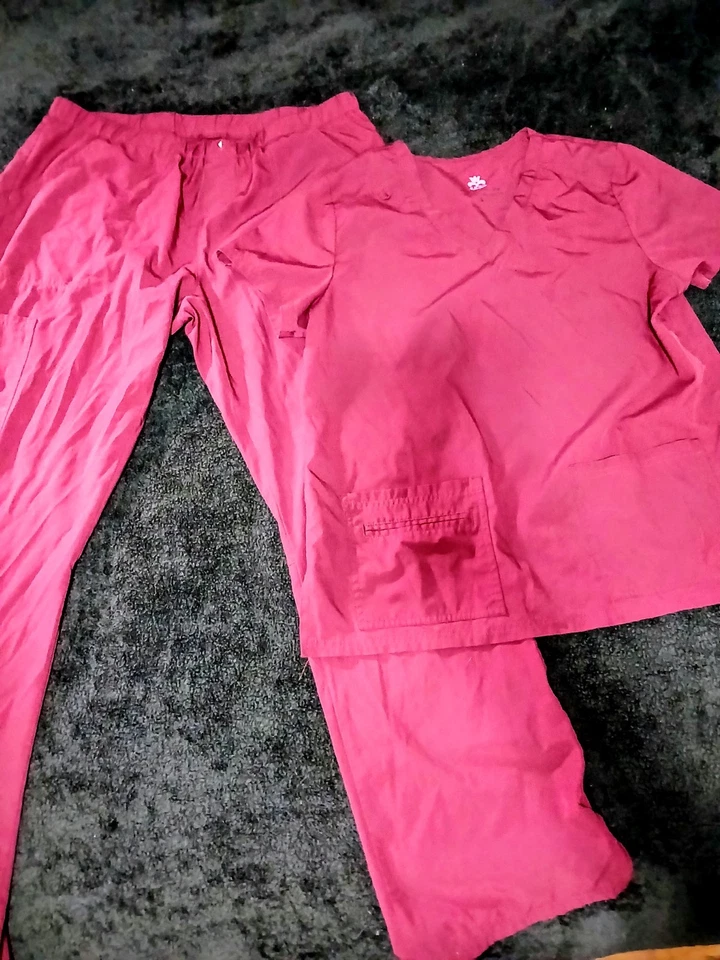 scrub sets women Flare Pant (Wine Red)  Size L - Image 1 of 4