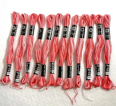 LOOPS & THREADS PINK VARIEGATED EMBROIDERY FLOSS THREAD 8.75 YDS 12 SKEINS - Image 1 of 2