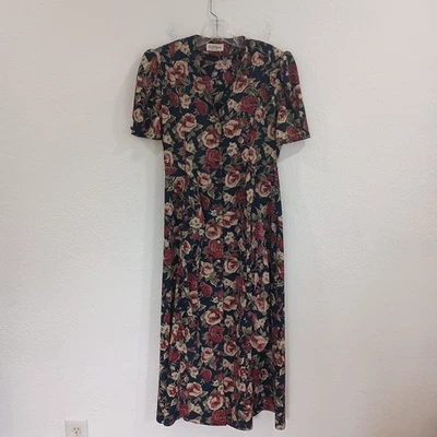 Vestido midi floral vintage Le Chateau Cottagecore Prairie, talla M Foto 1 de 4