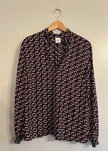 Cabi Fountain Blouse Long sleeve Mosaic Pattern Shirt Style #6710 BLack Large - Picture 1 of 5