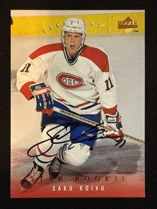 Tarjeta de novato estrella firmada por Saku Koivu Upper Deck 1995-96 259 canadienses autógrafo radiocontrol - Imagen 1 de 2