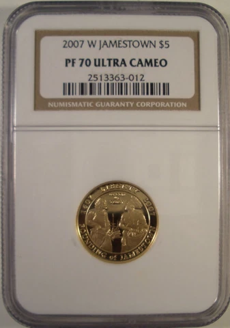 2007-W JAMESTOWN PROOF $5 GOLD COIN NGC PF 70UCAM GEM Cover