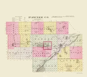 Historische Grafschaftskarte - Pawnee County Kansas - Everts 1887 - 23 x 26,10 - Bild 1 von 20