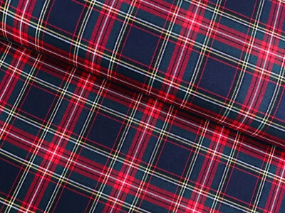 SCHOTTENKARO Karo Stoff Glencheck Kilt Tartan Hosenstoff NAVY ROT EUR 13,98/m - Bild 1 von 2