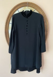Vintage 80s Jones New York Poly Blend Back Zip Button Accent Jacket Dress 12P. M - Picture 1 of 8