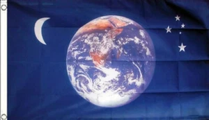 PLANET EARTH MOON and STARS FLAG 5' x 3' World Climate Change Festival Night Sky - Picture 1 of 1
