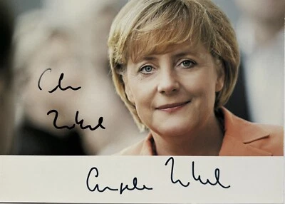 Angela Merkel signiert Kanzlerin Karte Original Unterschrift Signatur Autogramm - Bild 1 von 4