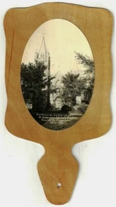 ST GABRIELS CHURCH PRAIRIE DU CHIEN WIS 1836 1936 CENTENNIAL REAL PHOTO HAND FAN - Picture 1 of 2