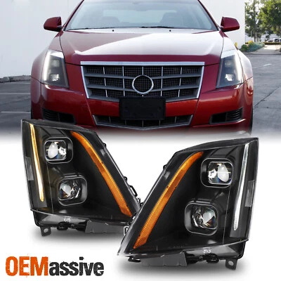 For 2008-2014 Cadillac CTS Dual Projector Switchback LED Headlight Left+Right - Image 1 of 4