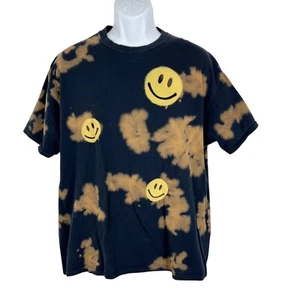 Full Tilt Shirt Men Large Black Tie Dye Smiley Print Short Sleeve Casual Tee - Picture 1 of 10