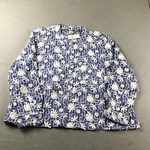 Pilcro Jacket Womens LP Blue Floral Button Up Long Sleeves Embroidered NWT - Picture 1 of 11