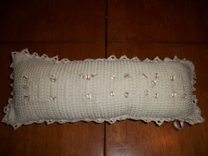 Vintage Crocheted Embellished Pink Bead "Mother~1924" Throw Pillow~12" x 4" - Picture 1 of 2
