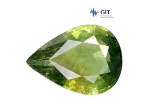 1.45 CTS Git certified yellowish green natural sapphire pear cut loose gemstone - Picture 1 of 5
