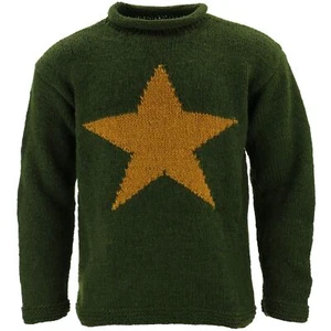 Grobstrickpullover Wolle Stern Pullover 100% Pulli warm Erwachsene Nepal locker rein - Bild 1 von 5