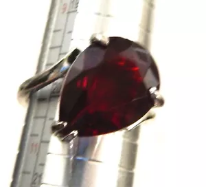 Women's Fashion Ring Teardrop Shaped Big Faux Ruby with Silver Tone Size 10 - Picture 1 of 4