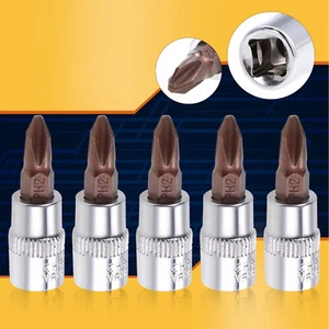 5pcs 1/4" Drive x PH2 Phillips Bit Socket Standard Metric S2 & Cr-V Steel - Picture 1 of 17