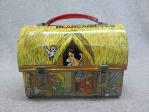 RaRe SPAIN Walt Disney SNOW WHITE & SEVEN DWARFS DoME LUNCHBOX C#7.5 Spanish - Picture 1 of 7