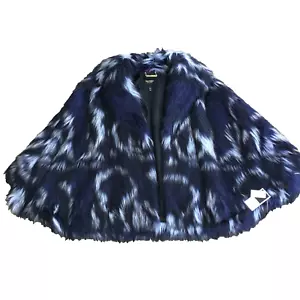 NWT Juicy Couture Blue Wild Faux Fur Coat Extra Small/Small Multi-tonal Shaggy - Picture 1 of 11