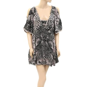 Free People Love Birds Printed Floral Lace Tunic Dress Cold Shoulder S 268139 - Picture 1 of 5