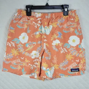 Patagonia NetPlus Lined Swim Shorts Small Orange Tropical Pockets Eco Friendly - Picture 1 of 9