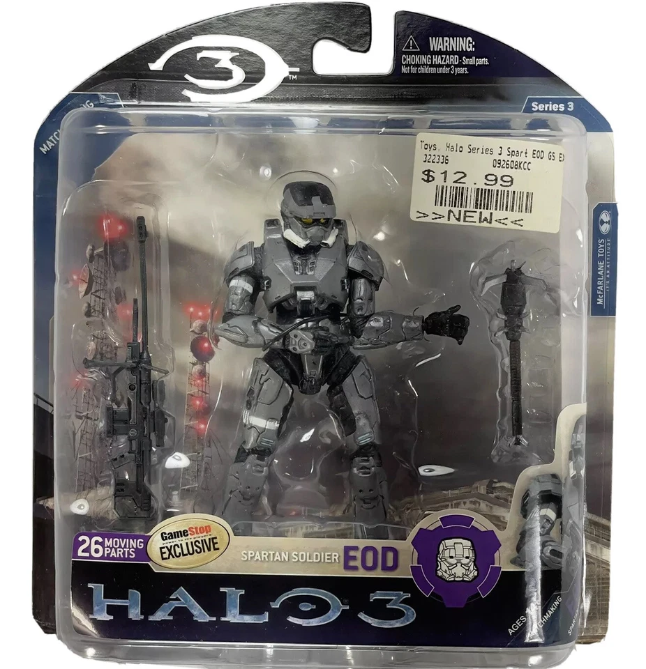 Halo 3 McFarlane s.3 Action Figure-Grey STEELE EOD 2008 GameStop Exclusive NIB - Image 1 of 4