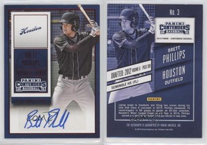 2015 Panini Contenders Prospect Ticket Blue Foil Brett Phillips #3 Auto
