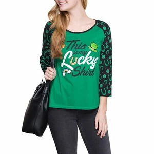 JUNIOR’S ST. PATRICK’S LUCKY SHIRT GRAPHIC LONG SLEEVE TEE S (3-5) [CHR17] - Picture 1 of 2